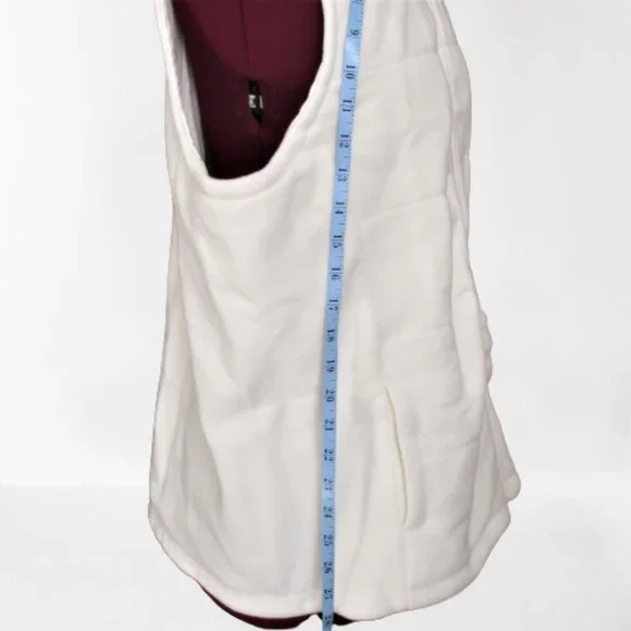 Lands' End Warm White Zip Front Fleece Vest Normcore Neutral Comfy Basic - Picture 6 of 9